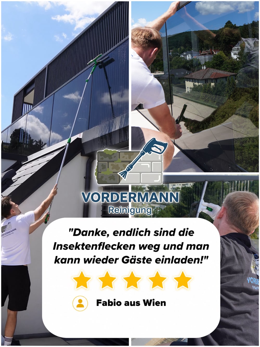 Fünf-Sterne-Bewertung zur Fensterreinigung