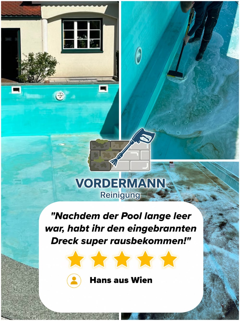 Fünf-Sterne-Bewertung von Hans zur Reinigung im Poolbereich